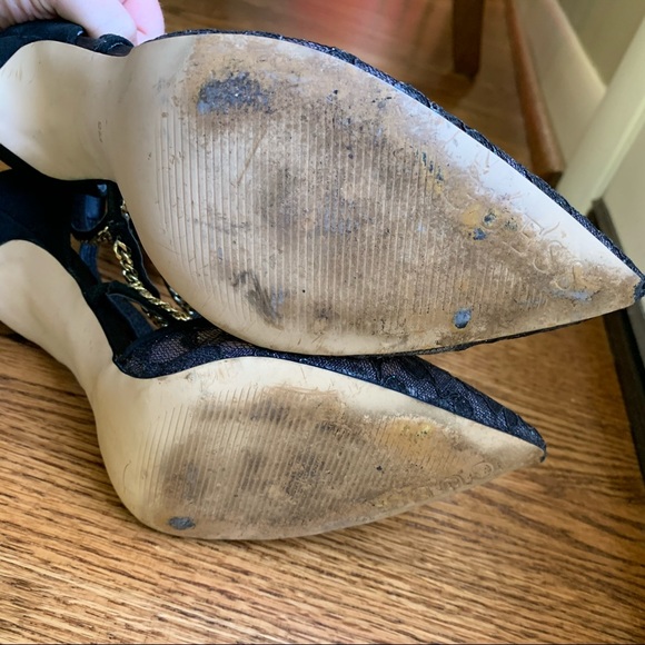 Guess Pointy Toe Suede Lace Chain Stiletto Pumps 9 - Picture 11 of 16